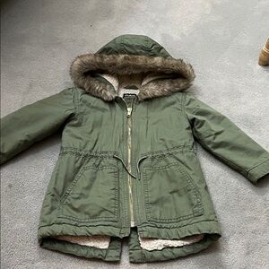 Kids Hooded Puffer with Faux Fur